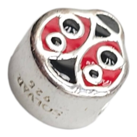 Solvar Sterling Silver Red Black Enamel Ladybug Slide Charm Kids New Old Stock - Picture 2 of 4